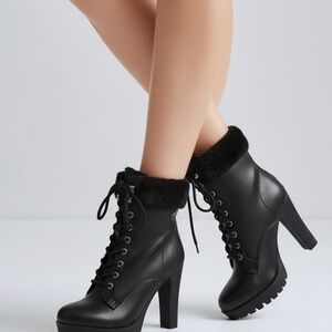 Guess Black Lace-Up Ankle Booties